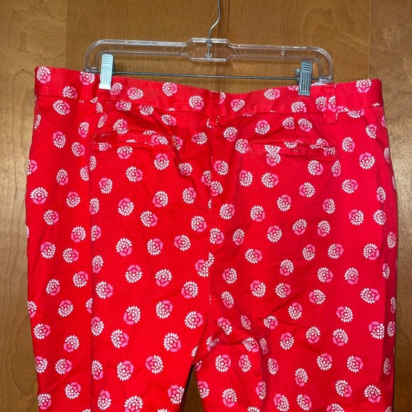 Lands End Womens Red White Print Mid Rise Pants Size 18 - Picture 6 of 7